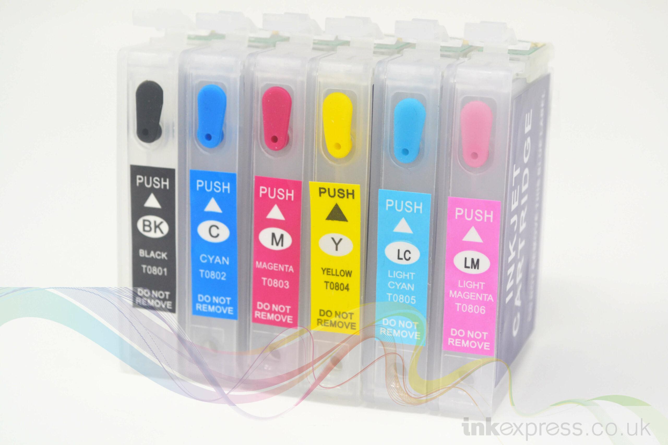 Compatible Epson T0807 Refillable Ink Cartridge Set (Empty) Ink Express