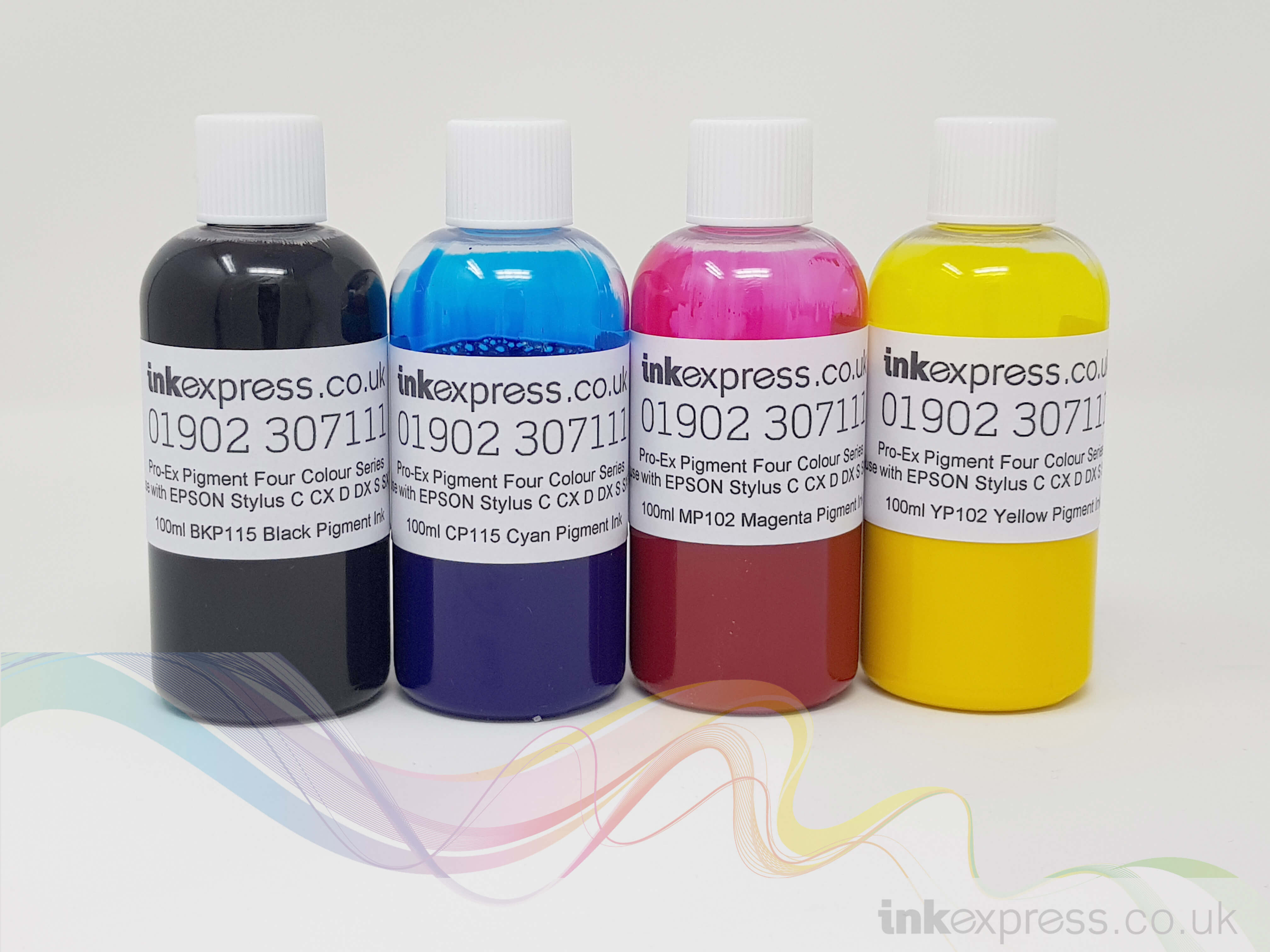 Bulk Refill CMYK Pigment Based 100ml Ink Set for use with EPSON Ink