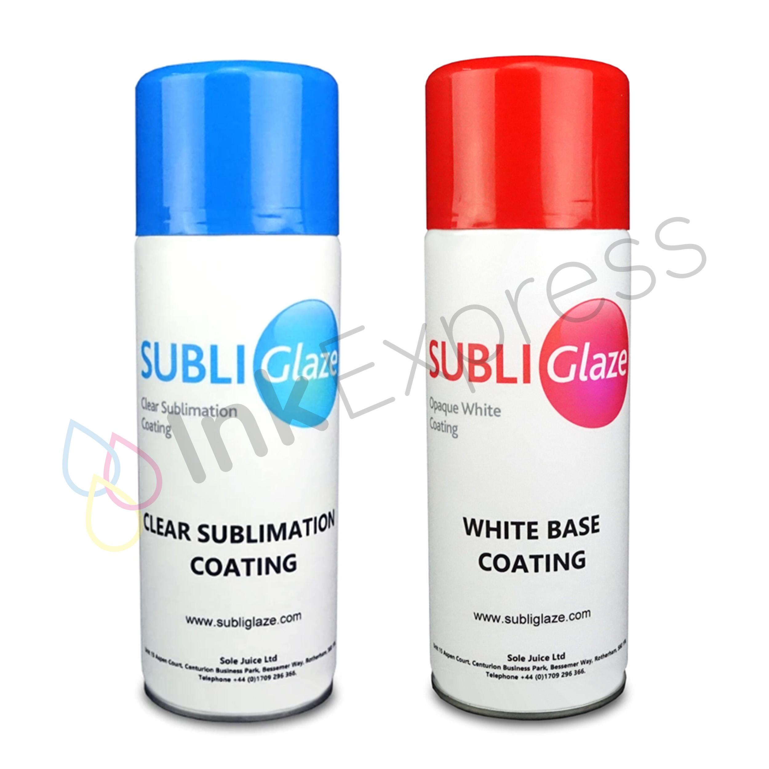 Subli Glaze Sublimation Coating Spray Twin Pack – Clear & White Base Coat  400ml