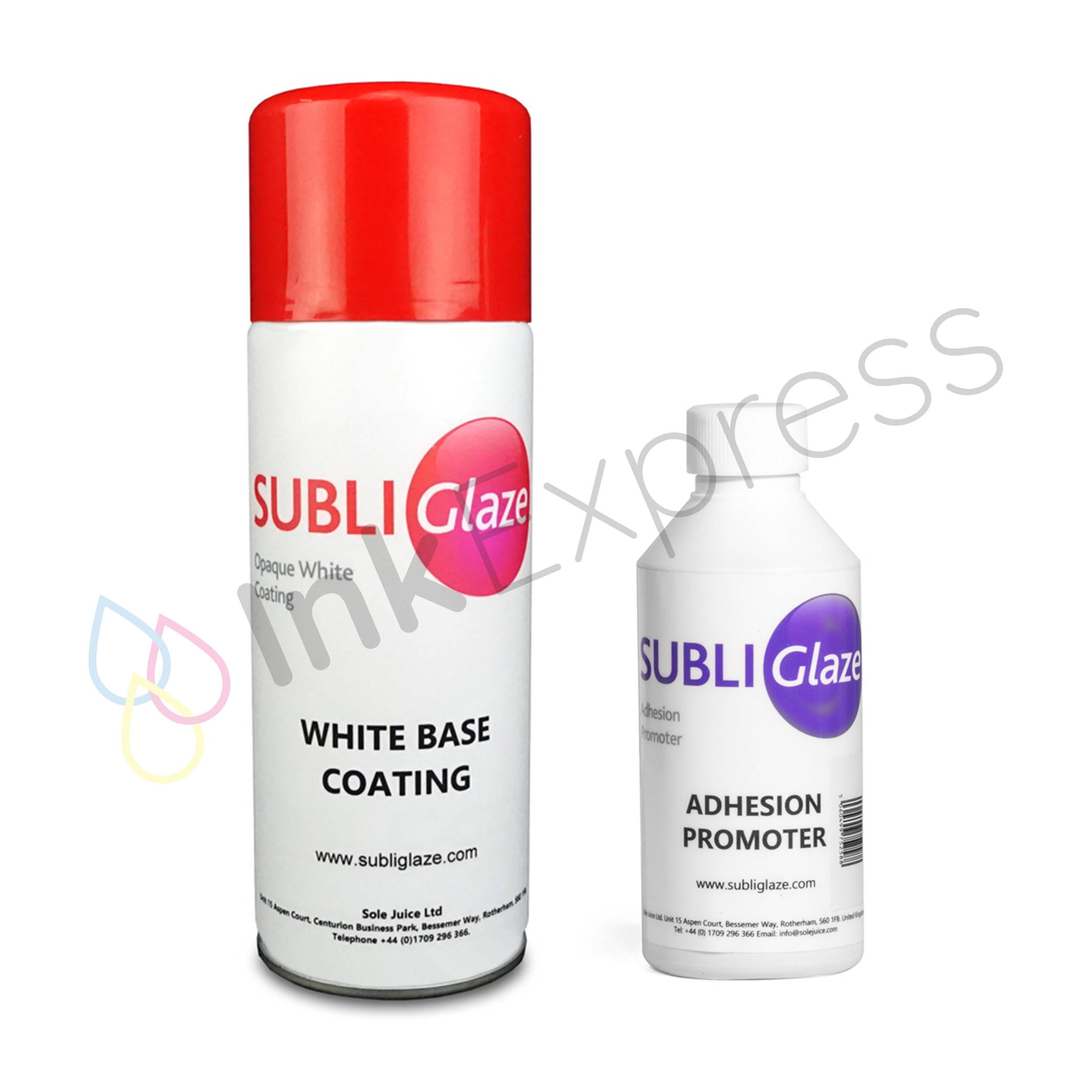 Subli Glaze Sublimation Coating Spray Twin Pack – White Base Coat &  Adhesion Promoter 400ml / 250ml