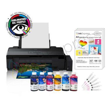 Epson EcoTank L1800 A3 Sublimation Printer Package including a 6 colour set of Inktec Sublinova dye sublimation ink, sublimation paper and a custom ICC profile.
