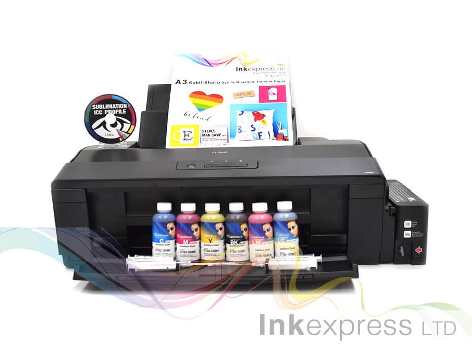 Sublimation Starter Package: Epson Ecotank L1800 - 6 Colour Printer + 6 x  100ml Ink \u0026 Paper | Ink Express