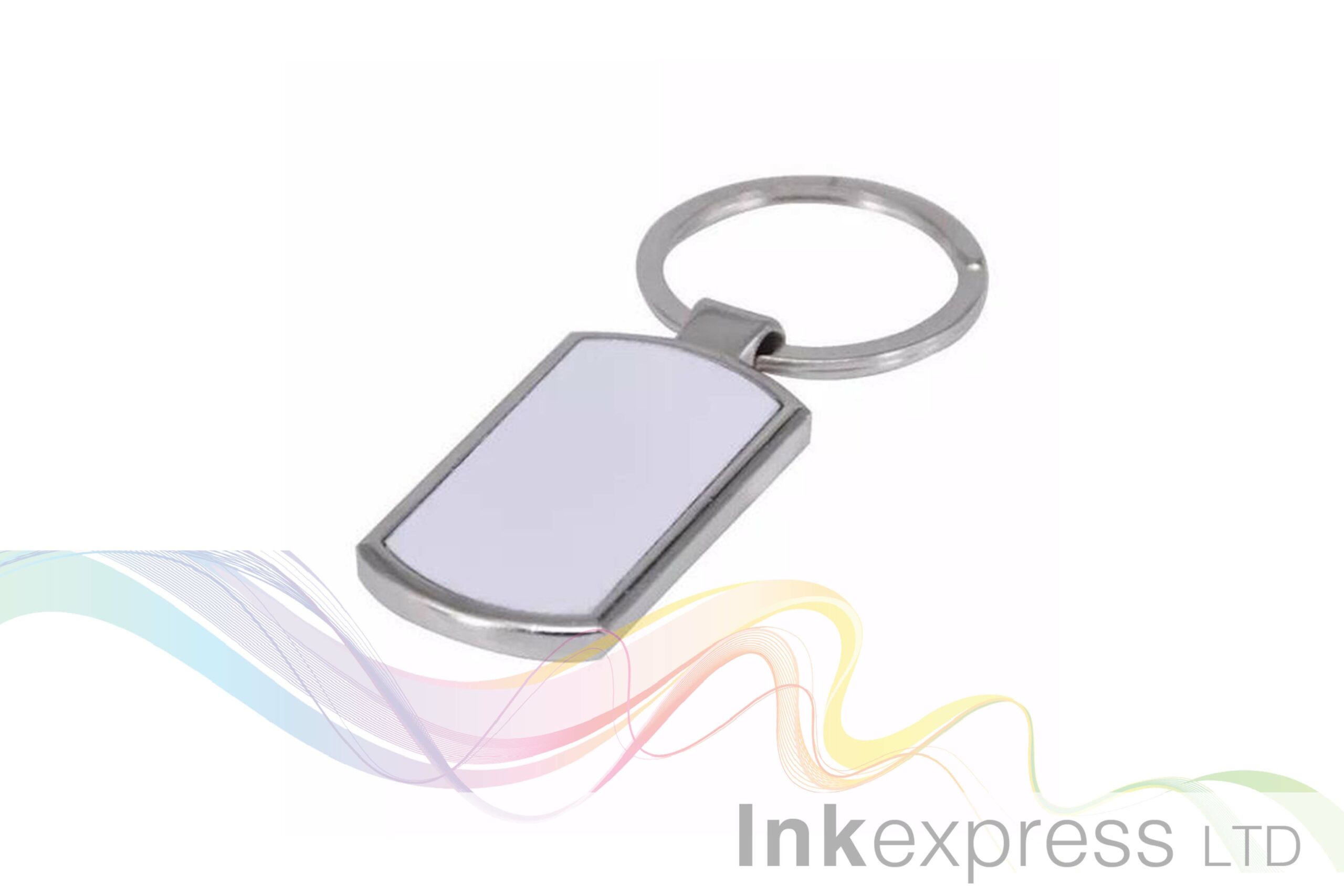 CURVED RECTANGLE SHAPE METAL KEYRING WITH SUBLIMATION INSERT FOR HEAT PRESS A88 