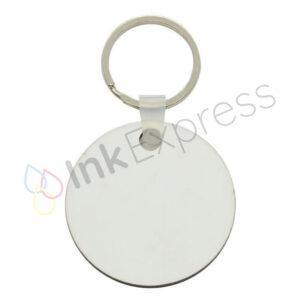 Conde Sublimation Blank PolyLeather Glitter Keychain - Round - Silver - NLP162