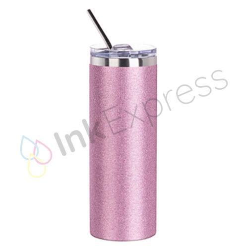 Pink Glitter Stainless Steel Sublimation Skinny Tumbler - 20oz. (50/case)