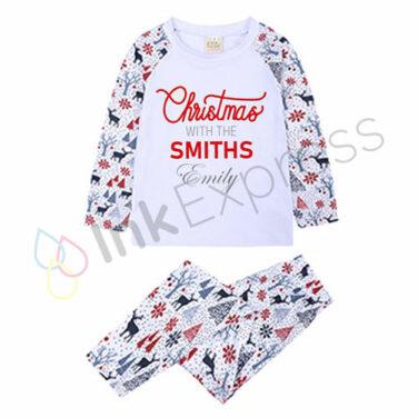 Adorable sublimation reindeer children's sublimation Christmas pyjamas from our family Christmas pyjama set, perfect for creating personalised designs. Part of our Christmas sublimation blanks collection, these pyjamas are top choice for festive-themed sublimation Christmas pyjamas.